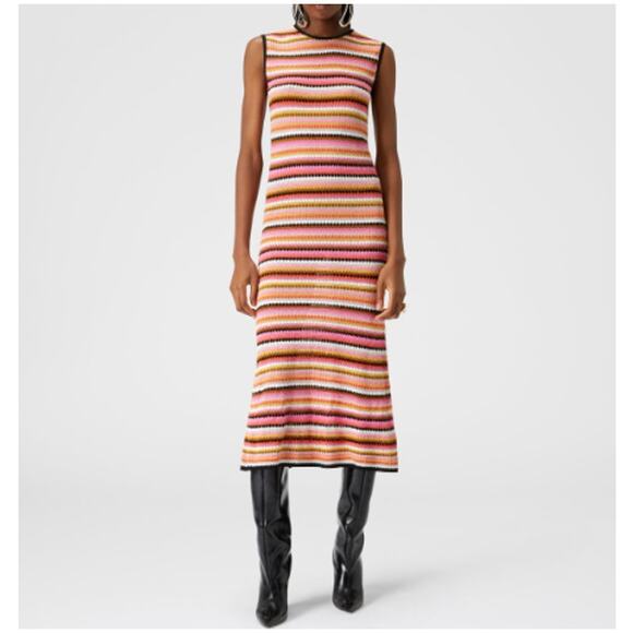 Missoni Stripes Cotton Viscose Sleeveless Midi Dress Size 46 | US 10 - Picture 1 of 9